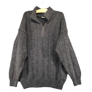 Yarn Spun by Woolyarns Men's 1/4 Zip Knit Sweater Black Large Made New Zealand